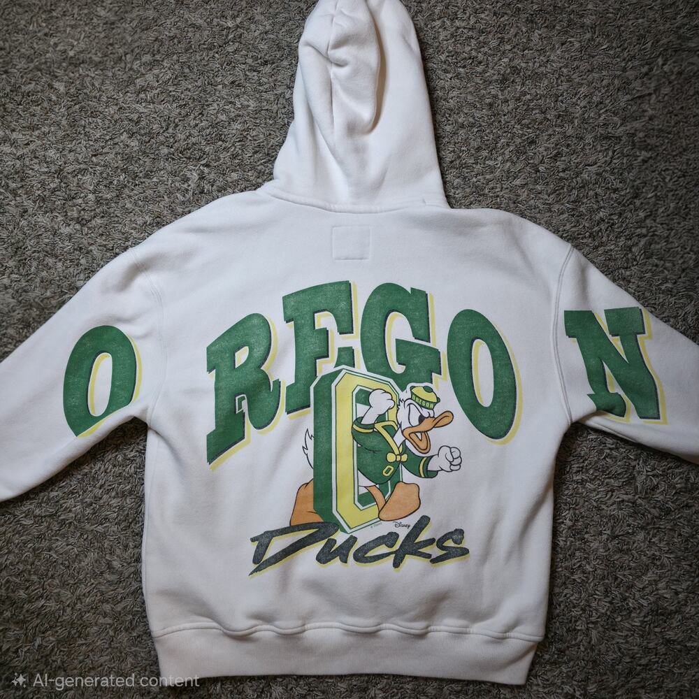 Oregon Ducks Spell Out Hoodie Disney Small Donald Duck Hollister Crew Sweatshirt